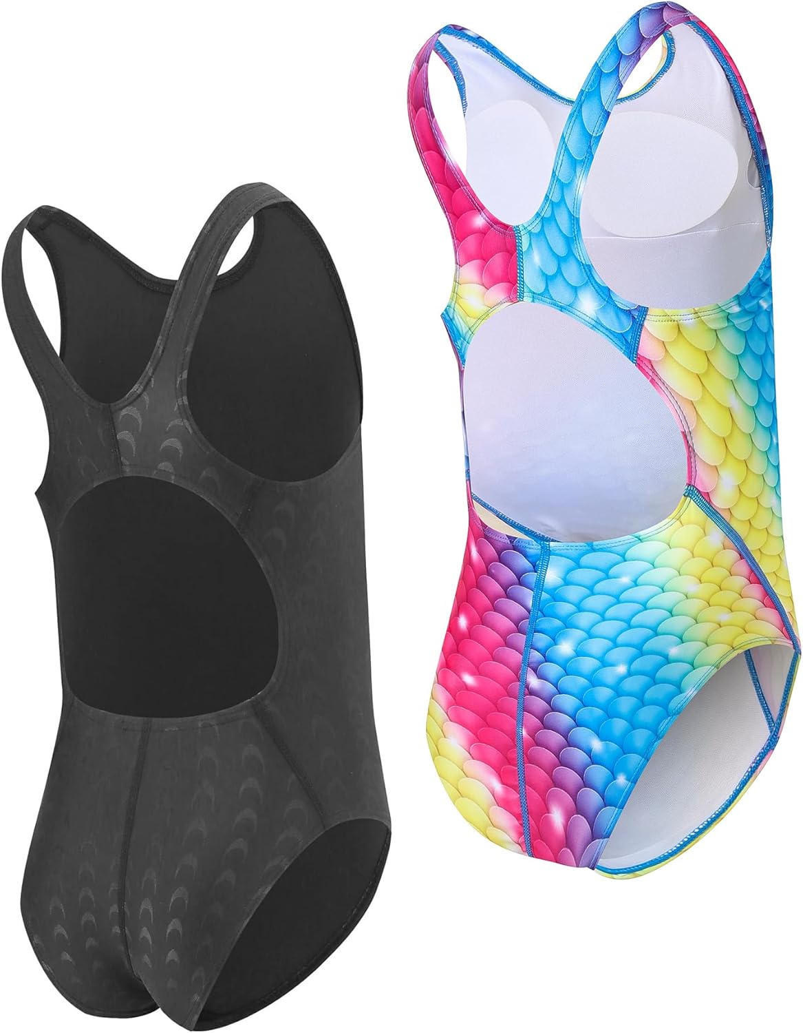 J.E Sterguard Girls' One Piece Swimsuit A Pack of 2 Girls Bathing Suits, Competition Girl Swimsuits Size 6-16 Years