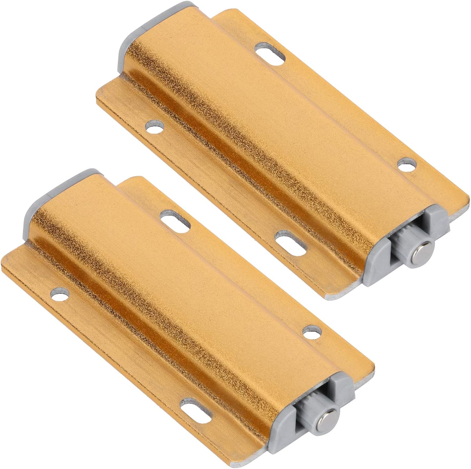Generic 2 Set Magnetic Push Latch, ABS Stainless Steel Cabinet Door Damper with Magnetic Tip, Easy Install for Household Furniture Drawer Cabinets