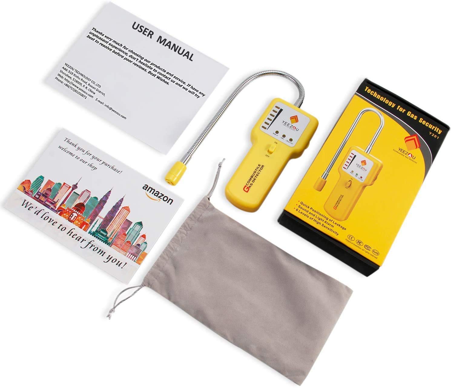 Y201 Propane and Natural Gas Leak Detector, Portable Gas Sniffer for