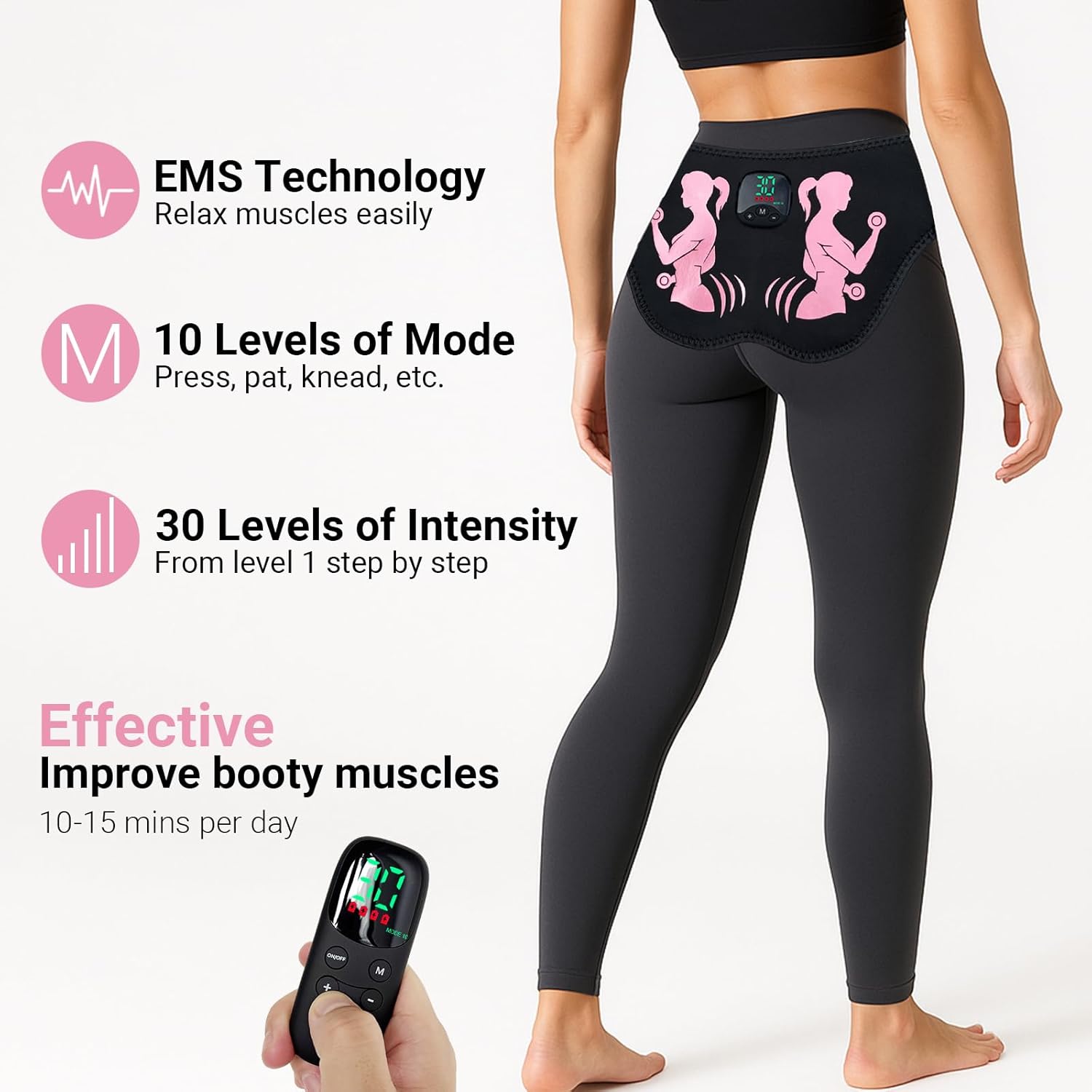 Booty Trainer for Women, Glute Trainer with 10 Modes & 30 Intensity Levels, Electric Butt Lifting Machine Hip Trainer for Beginners Home Office Travel - Image 2