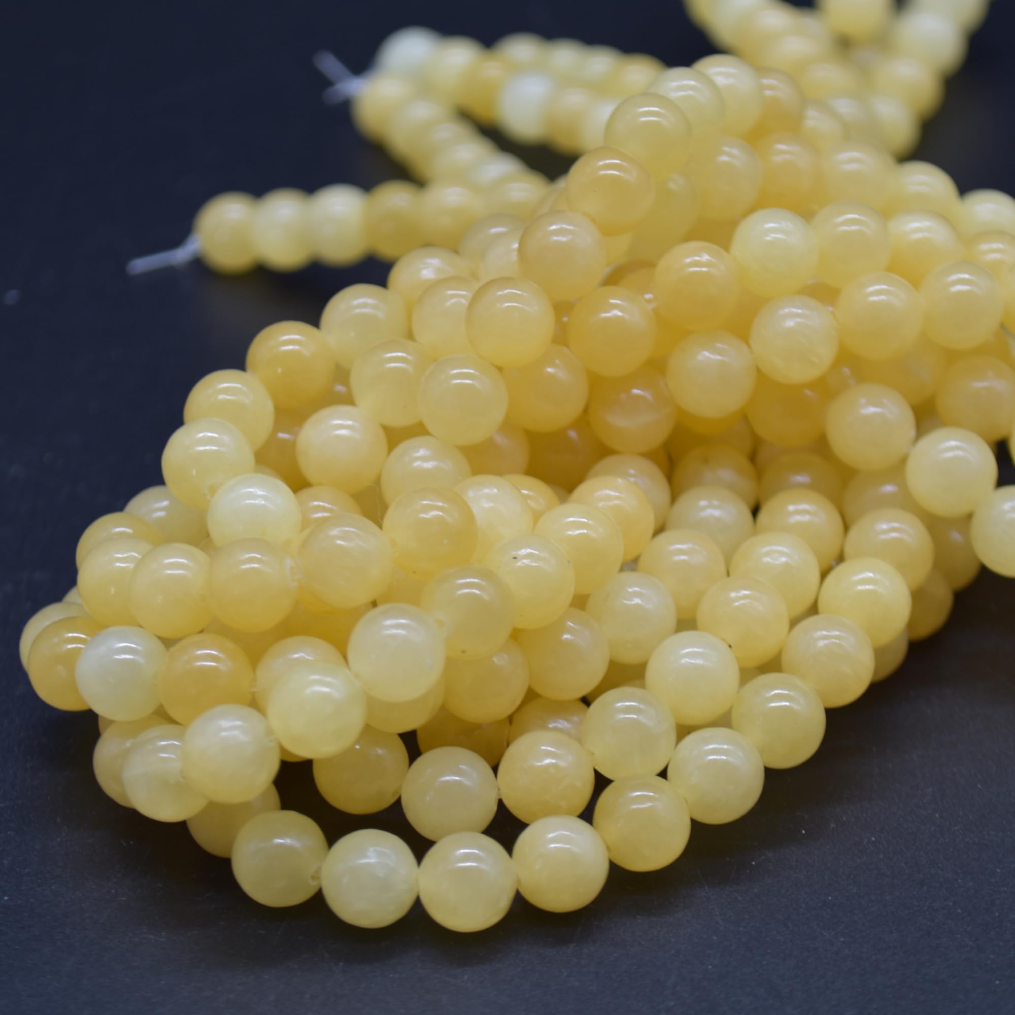 Grade A Natural Yellow Calcite Semi-Precious Gemstone Round Beads - 8mm - 15.5" Strand