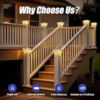 Vista 4 de APONUO Paquete de 12 luces solares para tapa de poste de 4 x 4, 5 x 5, 6 x 6 pulgadas, vallas de madera y vinilo - IP65 impermeable