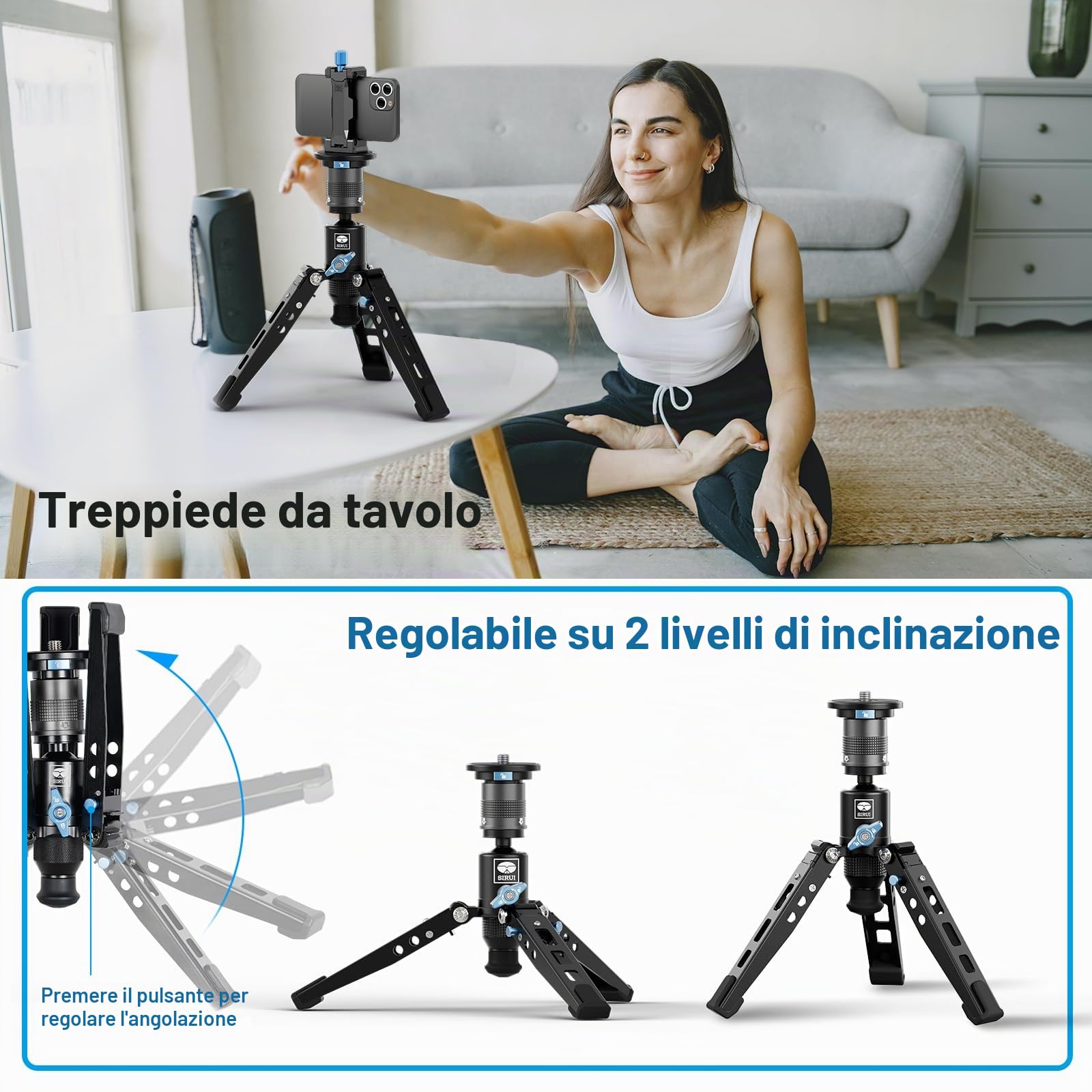 SIRUI SVM-165 - Monopiede per fotocamera con piedi per fotografia, 165 cm, in fibra di carbonio, monopiede con treppiede rimovibile, monopiede professionale per fotocamera DSLR, videocamera, carico
