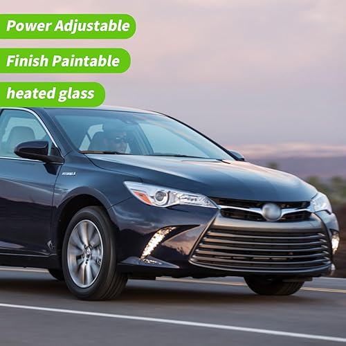 Miniatura 6 de Espejo lateral para puerta de automóvil Toyota Camry 2015 2016 2017 lado del conductor | Vidrio ajustable eléctrico | Vidrio calefactable | Pintura