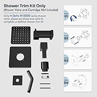 Vista 7 de Repuesto para kit de molduras de ducha Delta serie 14, juego de grifo de ducha de metal, cabezal de ducha y mango negro mate de 6 pulgadas
