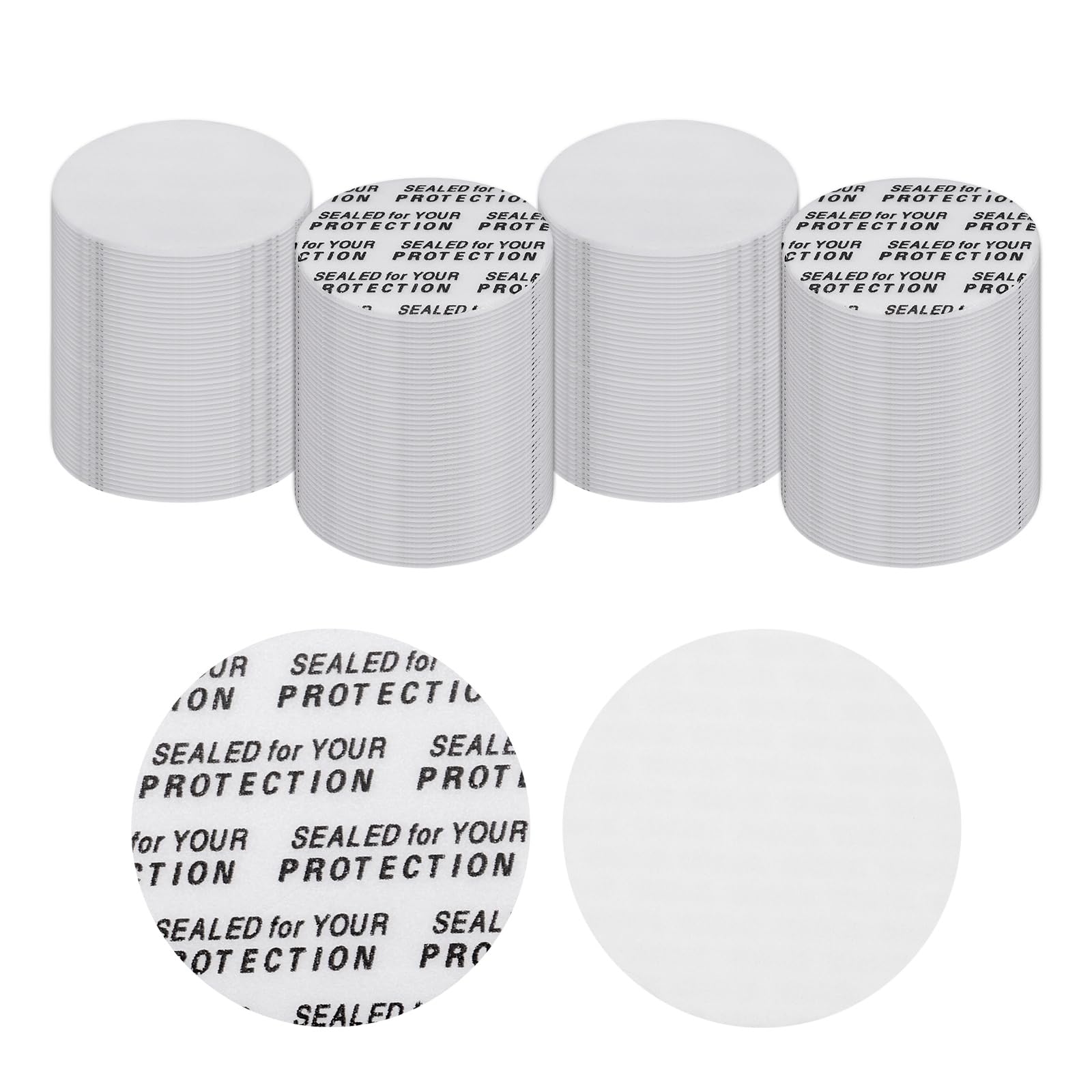 PATIKIL 27mm / 1.06" Foam Lid Liner, 200 Pcs Adhesive Round PS Pressure Sensitive Seals, Cap Liners Resistant Tamper for Plastic Glass Jar Bottle Cap Canning Vials Seals