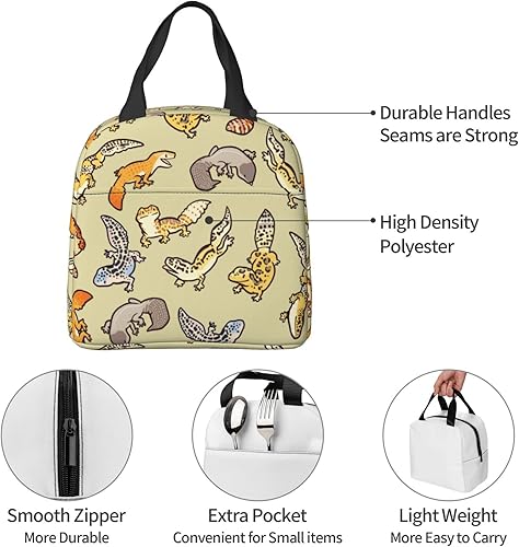 Miniatura 7 de Gecko - Bolsa de almuerzo para mujeres y hombres, lonchera aislada, reutilizable, organizador de almuerzo, impermeable, bolsa de mano refrigerante
