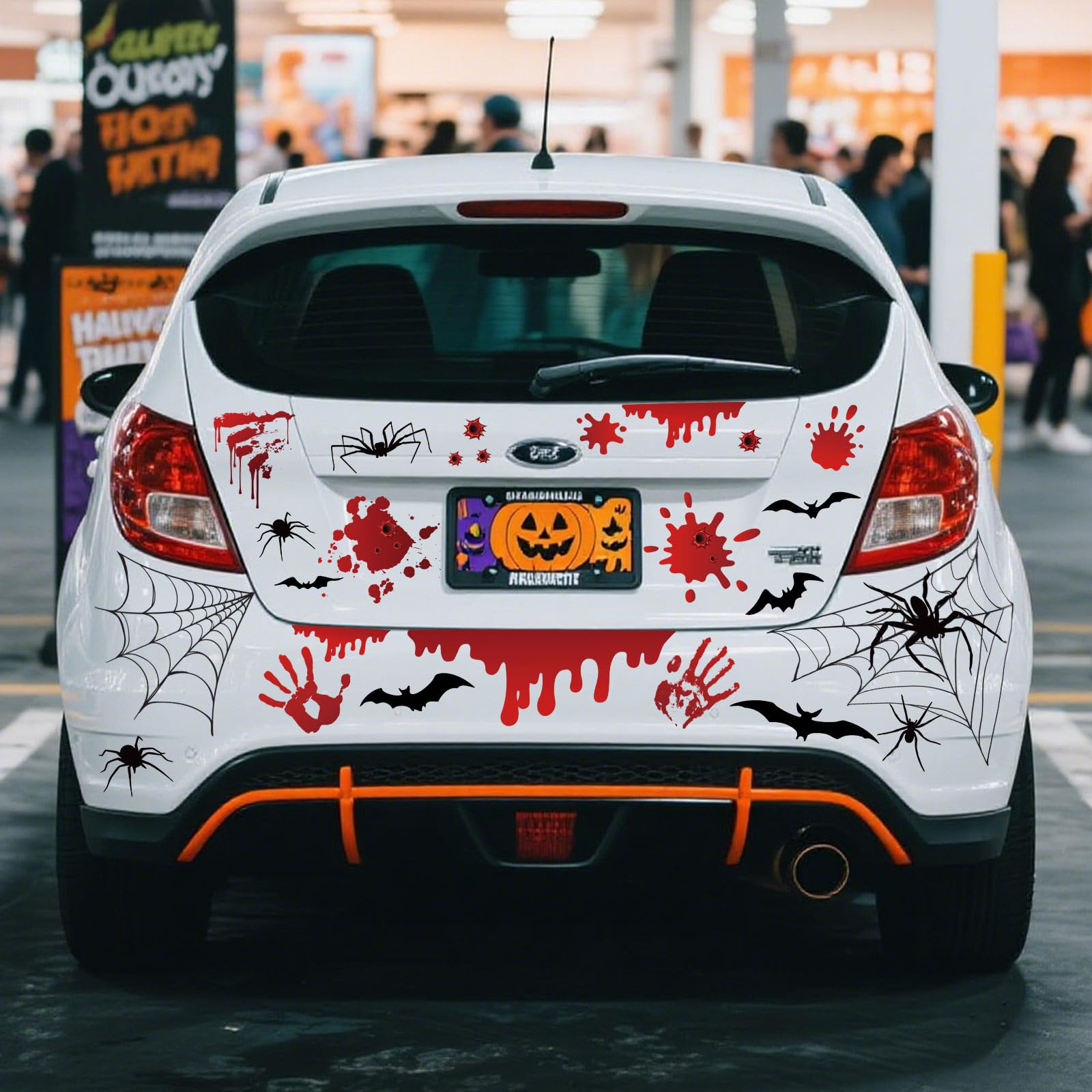 Autocollants d'Halloween en vinyle Whaline pour voiture (2 feuilles motif tête de mort)
