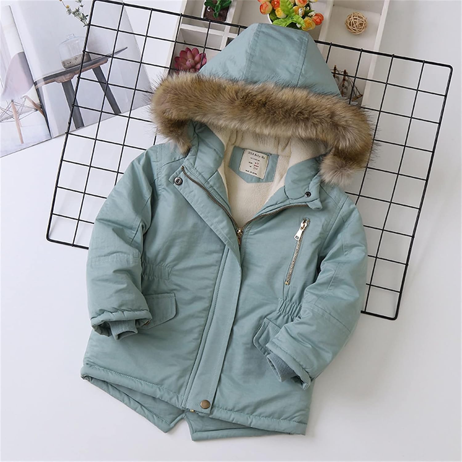 Zip Up Hoodie Kids Toddler Baby Girls Boys Autumn Winter Warm Thick Padded Cotton Long Sleeve Fleece (Green, 5-6 Years)
