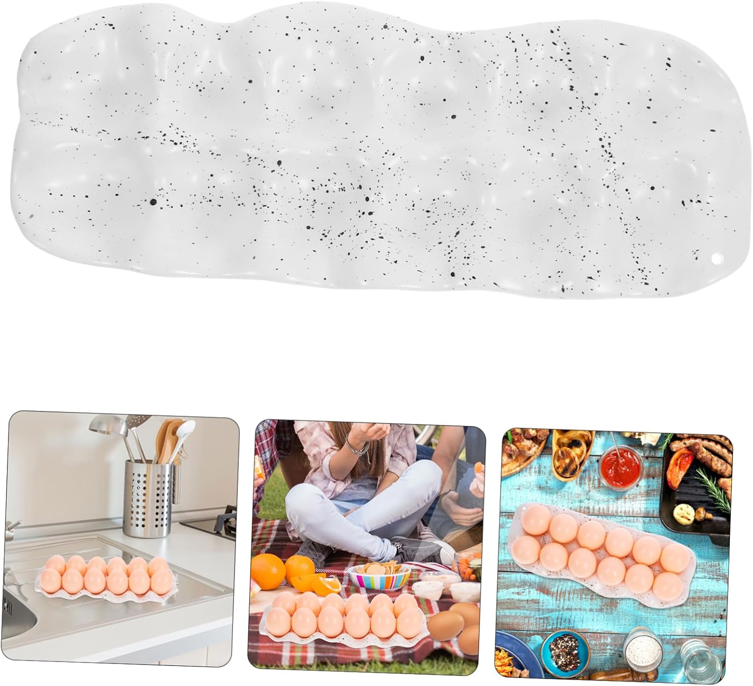 Unomor Ceramic Egg Holder Tray for Refrigerator Egg Storage Organizer Kitchen Countertop for Home Use