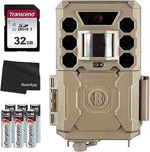 Bushnell Cámara de rastreo sin brillo de 24 MP Core - 119938C + tarjeta SD de 32 GB + 8 pilas AA y paño de limpieza de lentes
