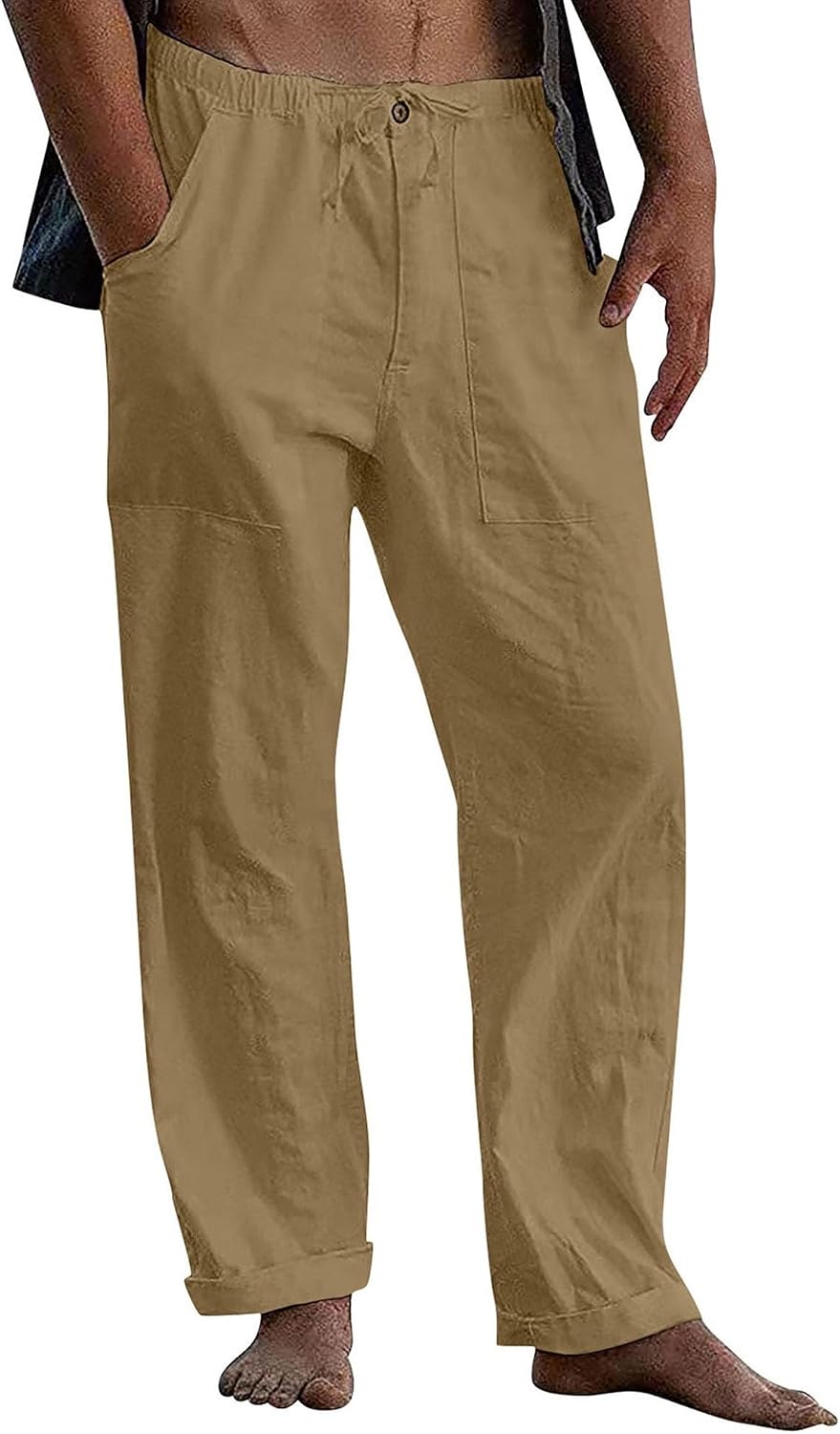 Maiyifu-GJ Men's Cotton Linen Pants Casual Loose Lightweight Yoga Jogger Pants Elastic Waist Drawstring Athletic Sweatpants