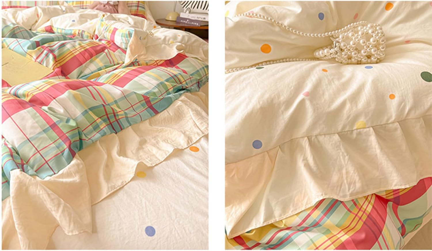 [OceanMap] 布団カバー ベッドカバー 色 4点セット チェック柄布団カバー シングル 3点セット おしゃれ セミダブル ダ