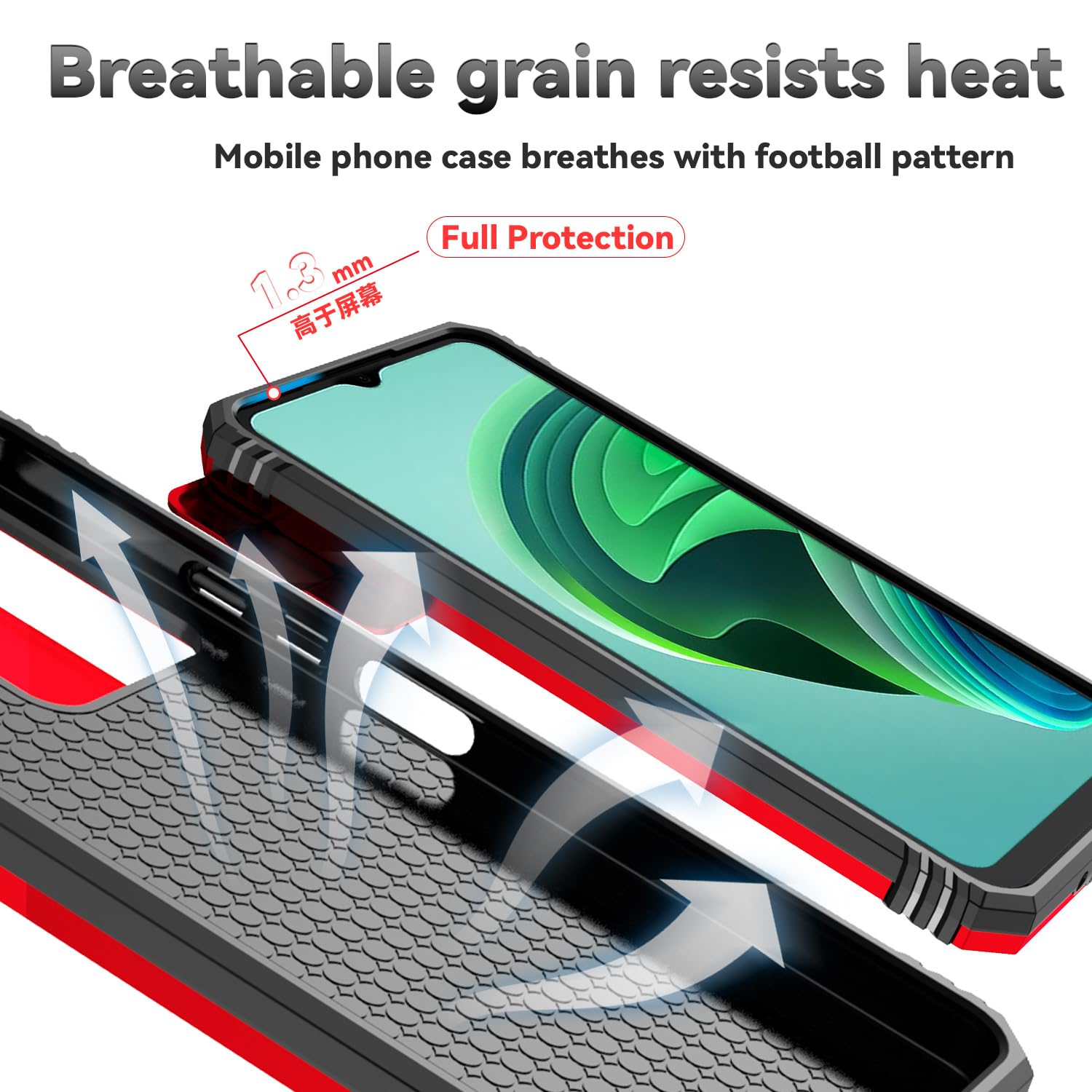 Jiyu Etui kompatybilne z Xiaomi Redmi 13C/ Poco C65, etui ochronne na telefon komórkowy, hybrydowa zbroja wojskowa, metalowy pierścień, odporne na uderzenia, miękkie etui ochronne z TPU, czerwone