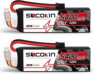 SOCOKIN 3S Lipo Battery Soft Case 11.1V 3 Cell Battery 5400mAh TR Plug 120C RC Battery Compatible with Arrma 1/10 Scale RC Crawler Buggy Truggy Monster Car Boat Truck Racing RC Hobby (2 Pack)