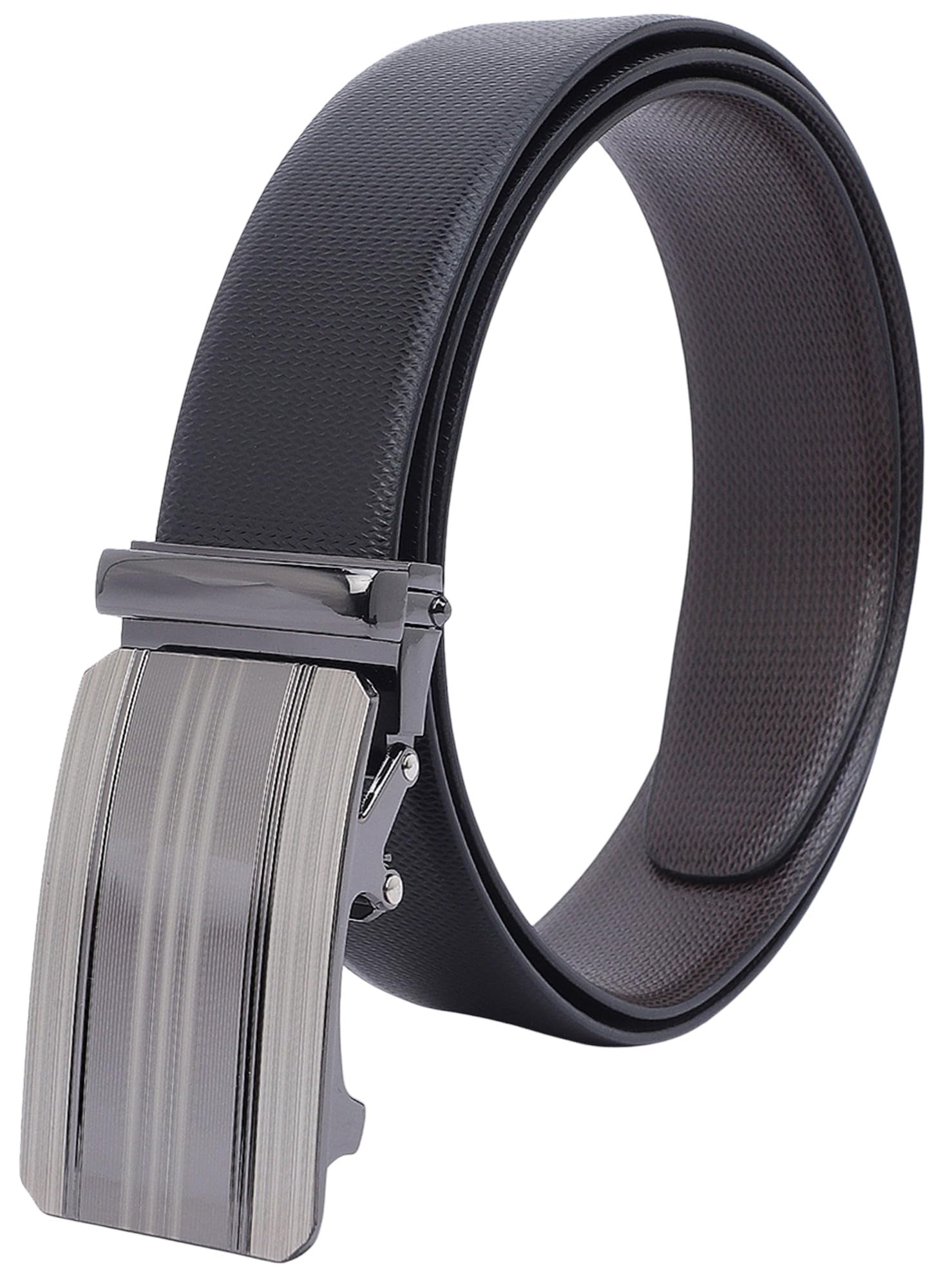 Men Genuine Leather Excellene Crafted with Precision and Passion Auto Lock Buckle (Black) Belt-picture-20