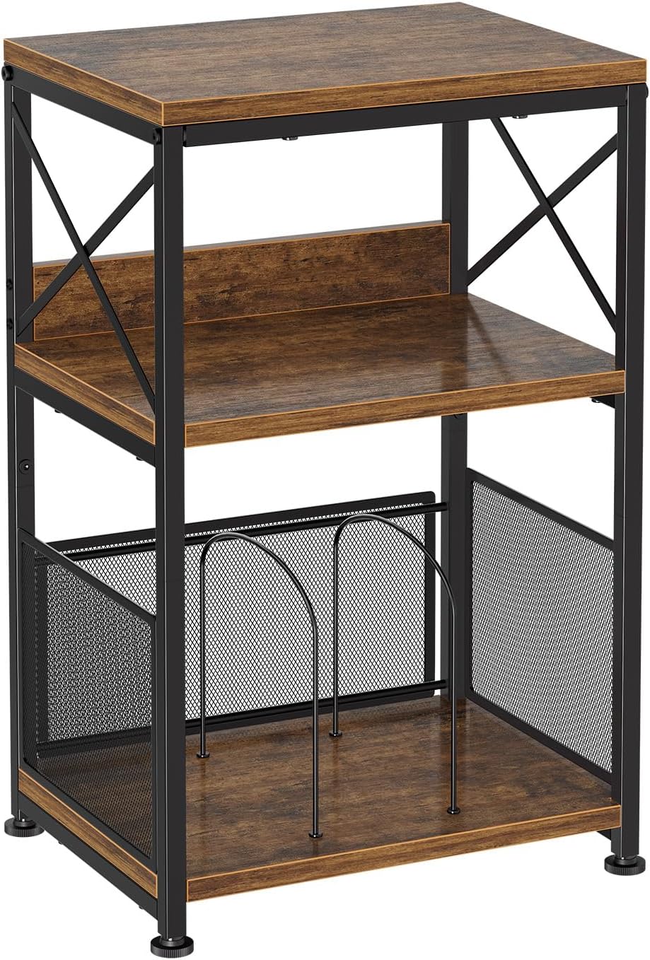 Simple Trending Record Player Stand, Turntable Stand with Storage Hold Up to 100 Albums, Vinyl Record End Table for Living Room, Rustic Brown