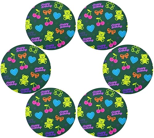 Miniatura 3 de Happy Birthday Cars Dark Green Round Natural placemats Plate placemat Set of 4 15x15 in individuales para comedor