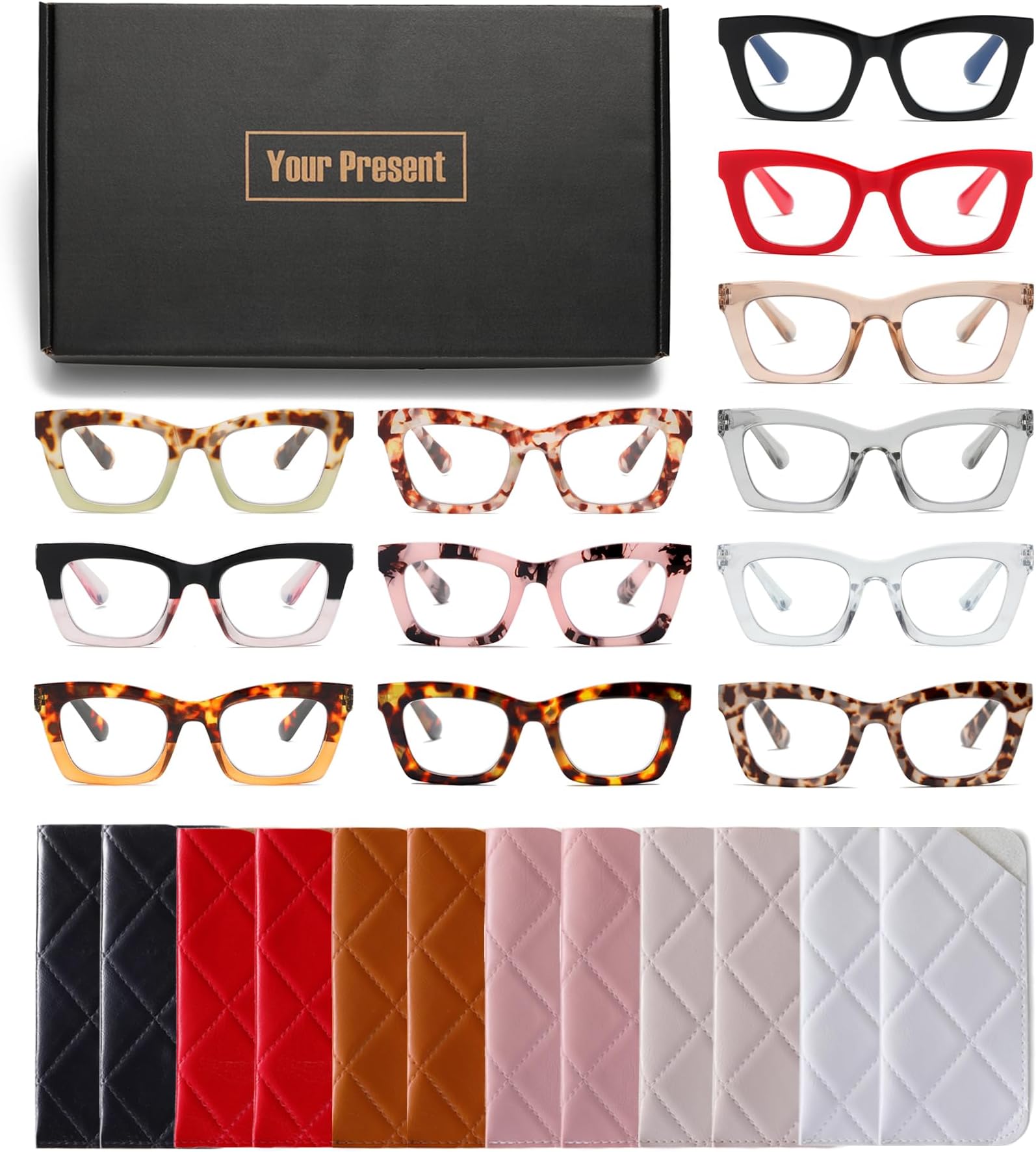 FSRTEP Oprah Style Stylis Women's Reading Glasses Blue Light Blocking Spring Hinge