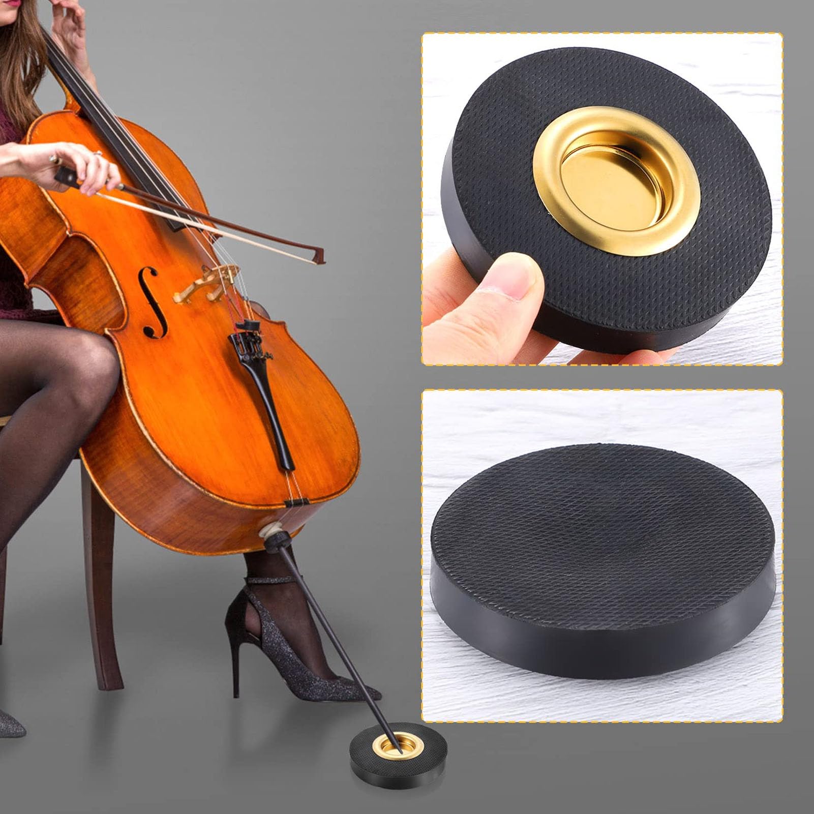 Tapis Antidérapant Pour Violoncelle (Rock Stop) - Support En Métal/plastique Pour Pique - Protège Le Sol Et Empêche Le Glissement