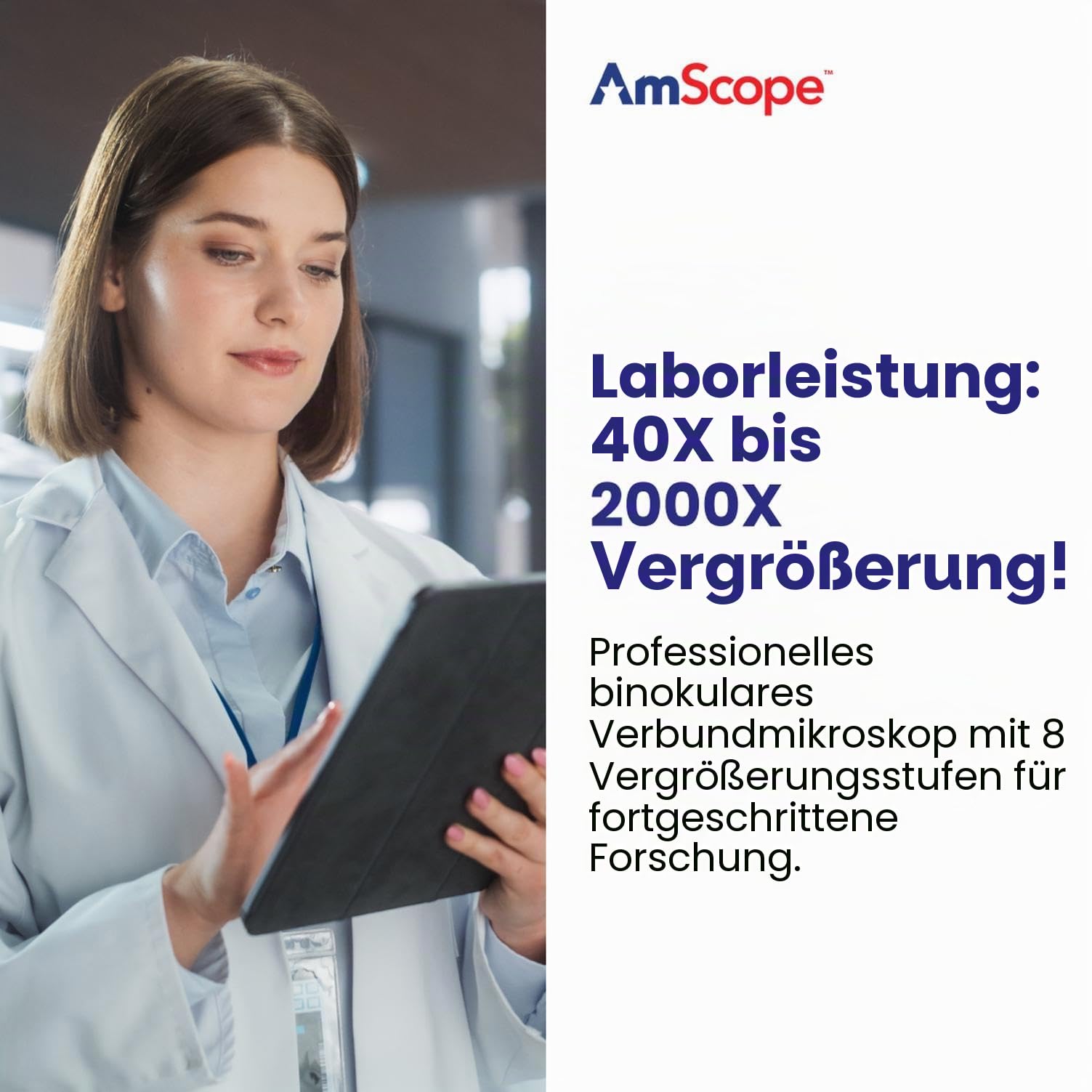 OMAX Mikroskop Fernglas 40X-2000X LED mit mechanischer Szene Doppelschicht + Blanko Dias, Abdeckungen und Linsenreinigungspapier, M82ES-SC100-LP100