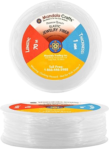 Mandala Crafts Cuerda elástica de fibra elástica de calidad comercial para la fabricación de joyas, cuerda elástica para pulseras, cuerda elástica