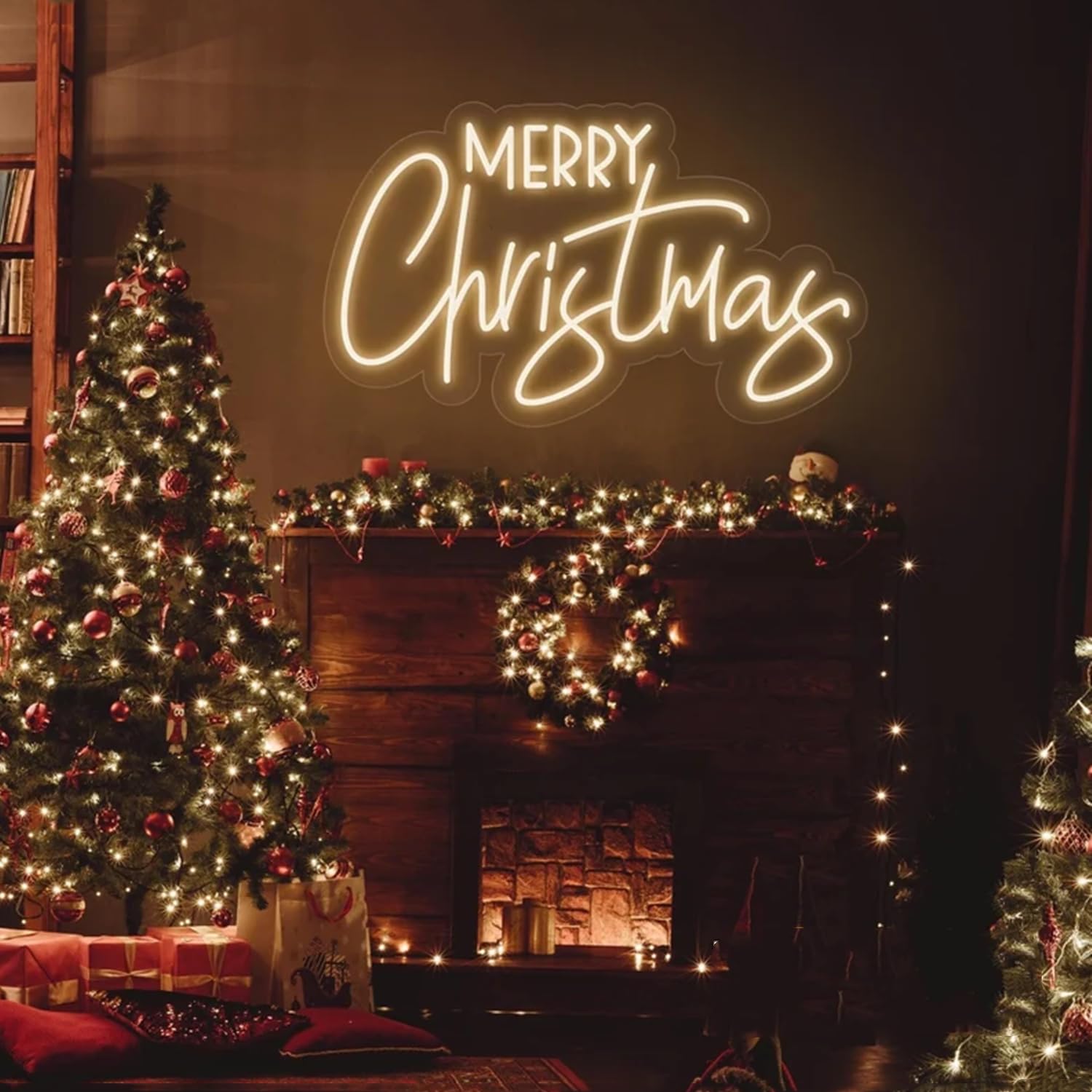 Merry Christmas - Cartel de luz de neón LED para pared, habitación, fiesta, hogar, bar, cueva de hombre, ventana, dormitorio, mesa, fiesta, decoración de escritorio