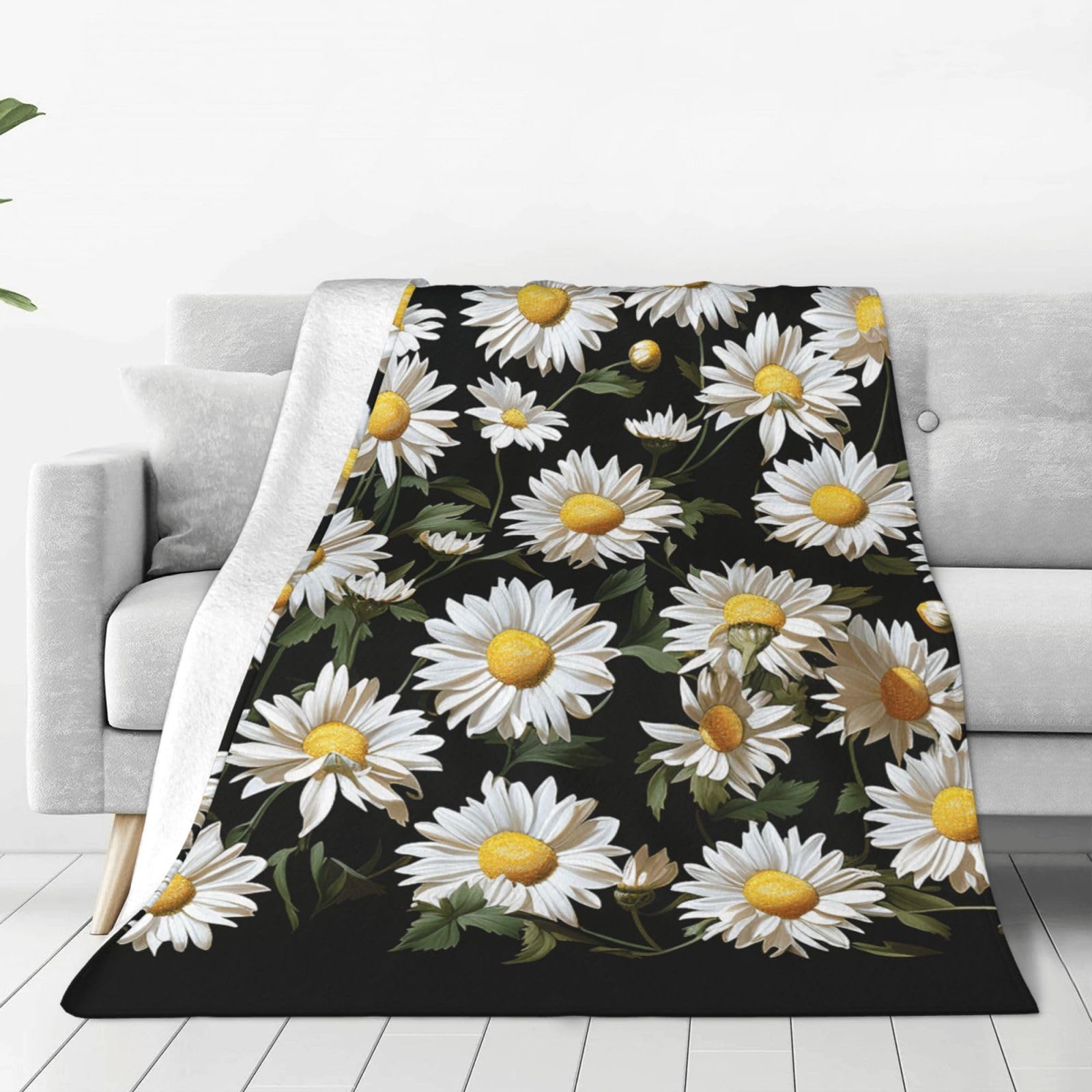 Daisy Throw Blanket for Couch, Plush Fuzzy Soft Flannel Blankets and Throws for Sofa, 40"x30" Bed Blankets for Travel Camping Chair, All Season Warm Fleece Blanket