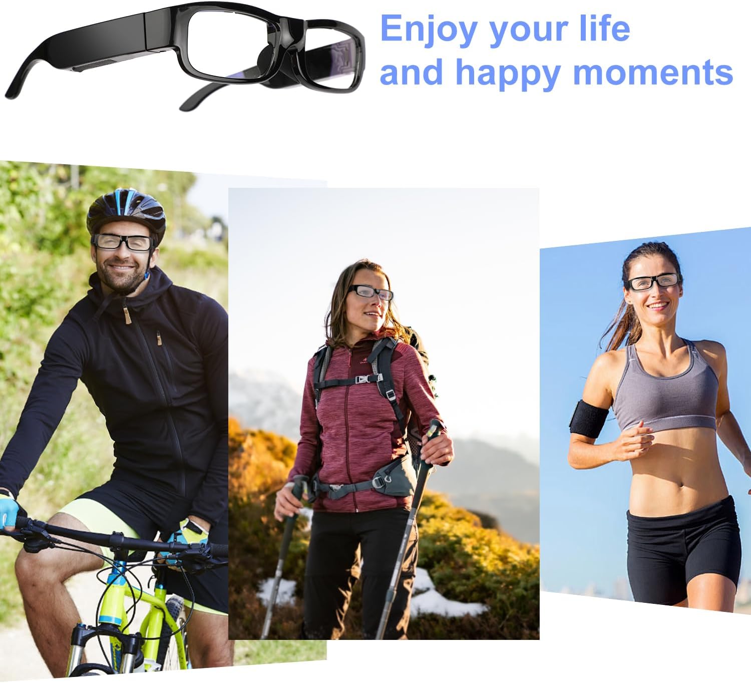 2K HD Camera Glasses for Outdoor Sports,Wearable Smart Glasses with Camera, Portable Mini Camera for Skiing, Running, Riding, Hiking – Includes 64GB Micro SD Card, No App Required image 7 of 7 B0DX1S9W82
