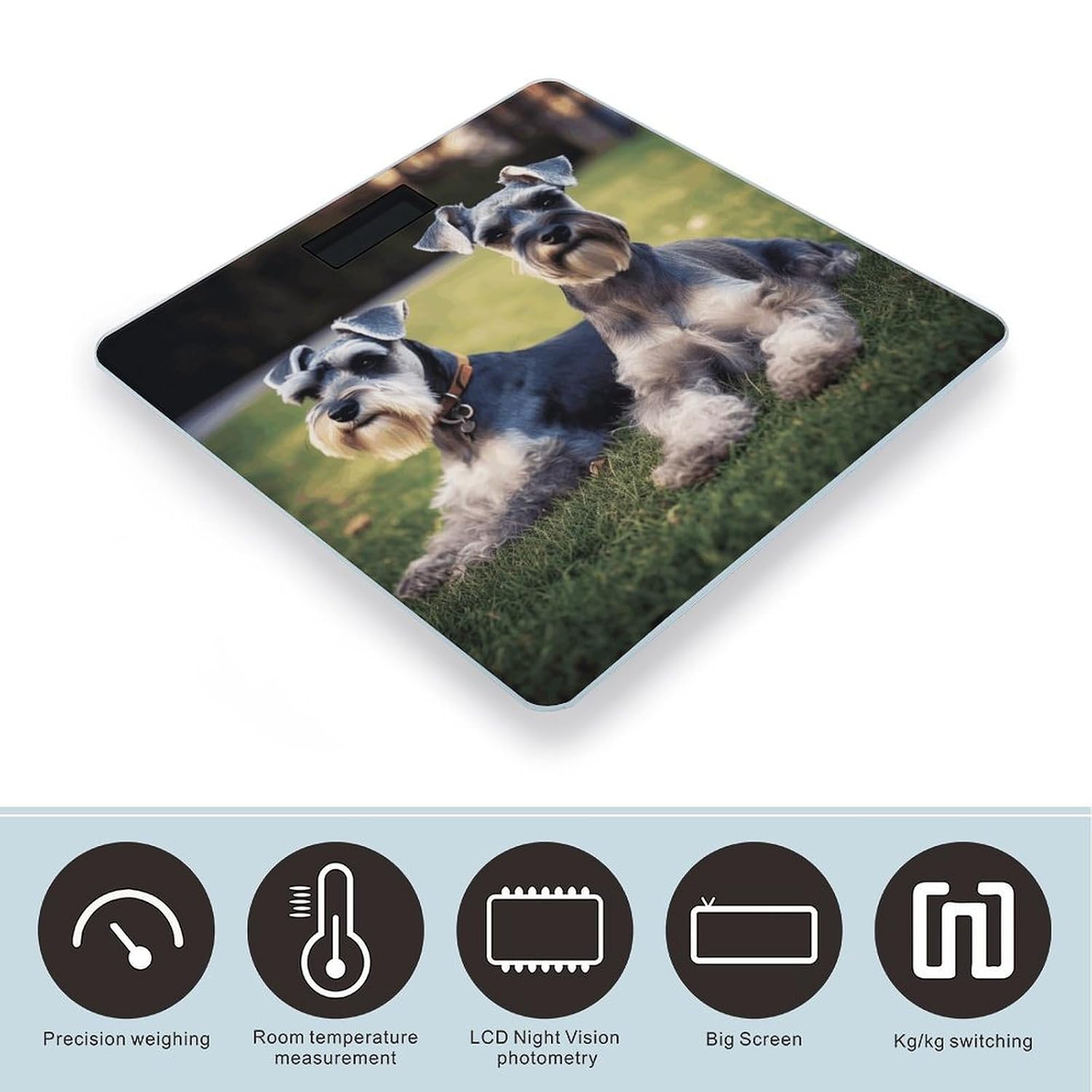 Adult Schnauzer Dogs Bathroom Scale Large LCD Backlight Display Digital Scale Rounded Corners Body Scales Automatic Power On/Off Bathroom Scales for Home Bedrooms