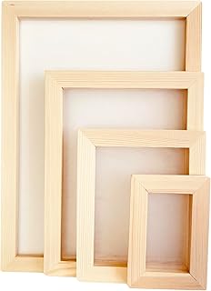 4 Sizes Wooden Paper Making Mould Papermaking Mould Frame Screen Tools for DIY Paper Craft and Dried Flower Handcraft (11.8x8.3 inch, 8.2x5.9 inch, 5.4x4.3 inch, 3.8x1.9 inch