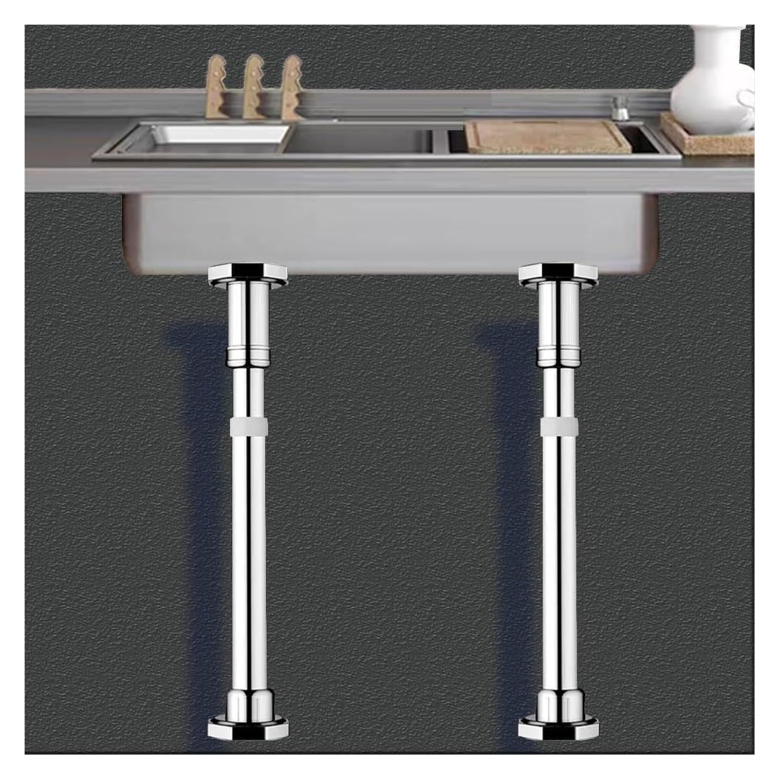 Zxgrfdefa One Color Sink Support Legs, Adjustable Undermount Sink Bracketdrill Free Hand Basin Support Poles Furniture Leg For Kitchen Bathroom Cabinet(H 70 120Cm/28" 47")