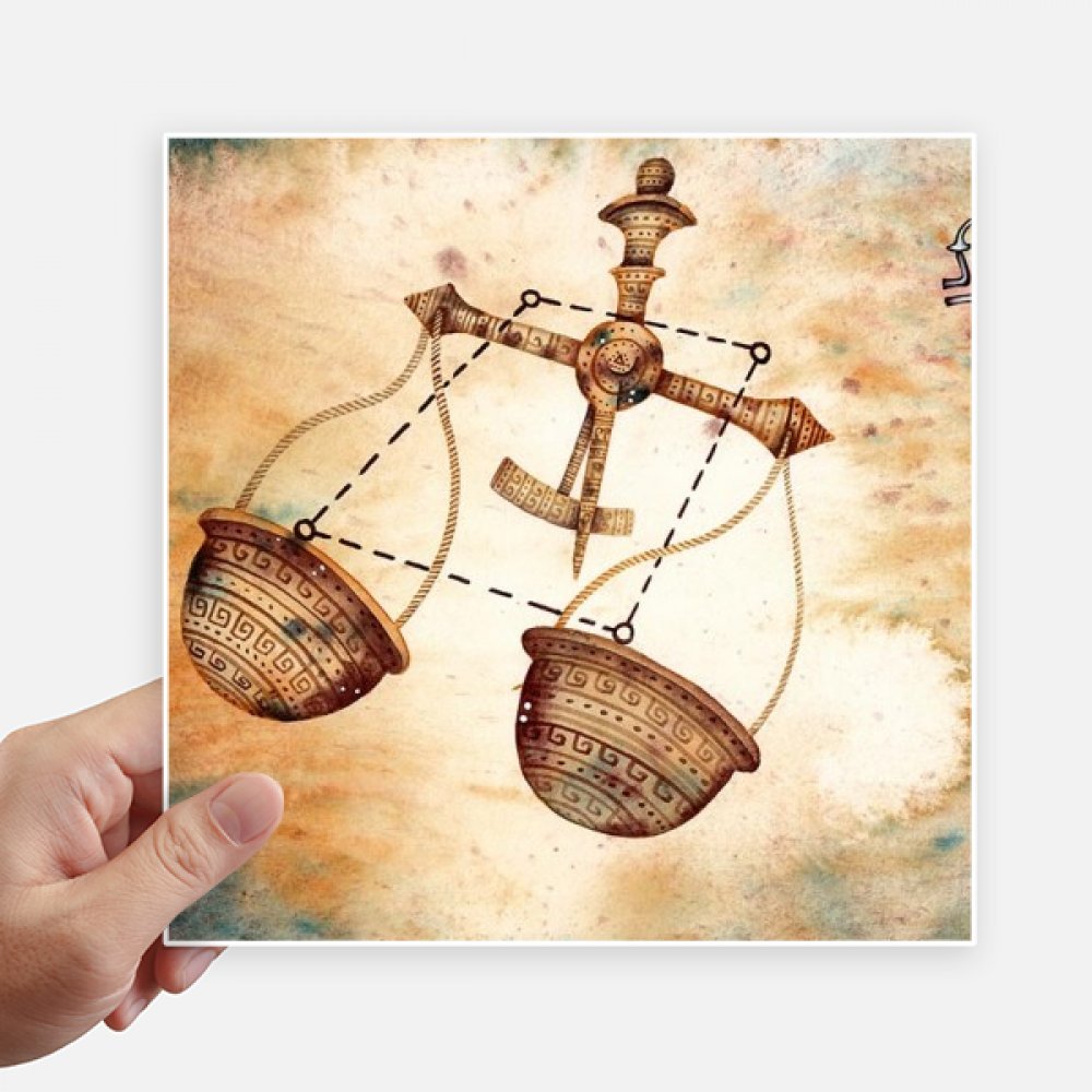 Autocollant Balance Constellation Zodiac carré 20 cm - Lot de 4 stickers multicolores