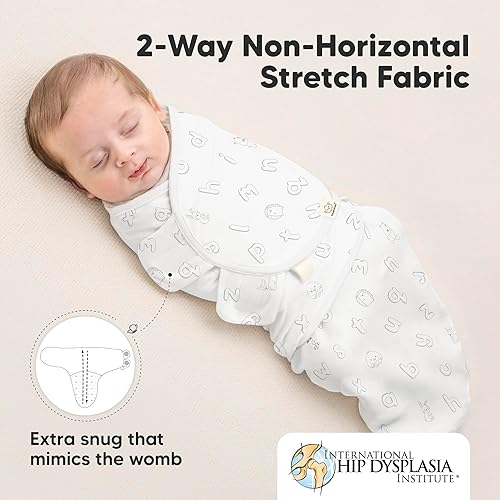 Vista 244 de Paquete de 3 mantas orgánicas para dormir para bebé, para recién nacido, envolturas ergonómicas para bebés de 0 a 3 meses, sacos para dormir, Abc