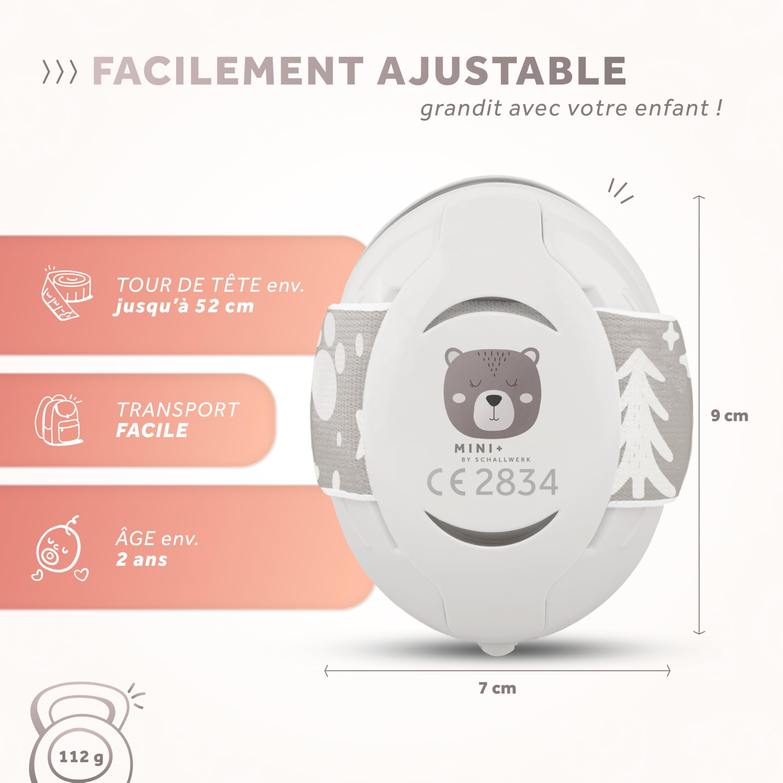 Schallwerk ® Mini+ Casque Anti Bruit Bebe - Protection Auditive de 0 à 36 Mois - Casque Anti-bruit pour Enfant & Bébé - Certifié CE - Protection Anti Bruit Enfant, Avion
