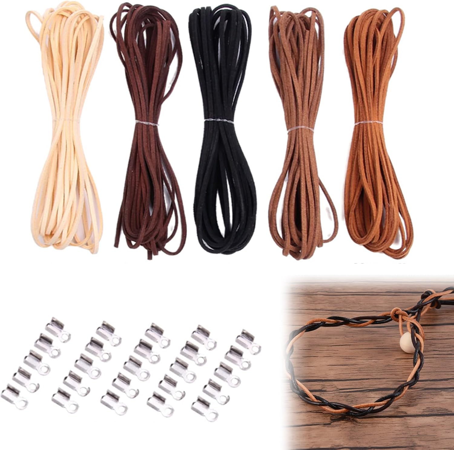 Kit Cucito Pelle - 3 Rotoli Filo Cera, Aghi, Punteruolo, Ditale, Per Riparazioni Scarpe, Divani - Foto 1