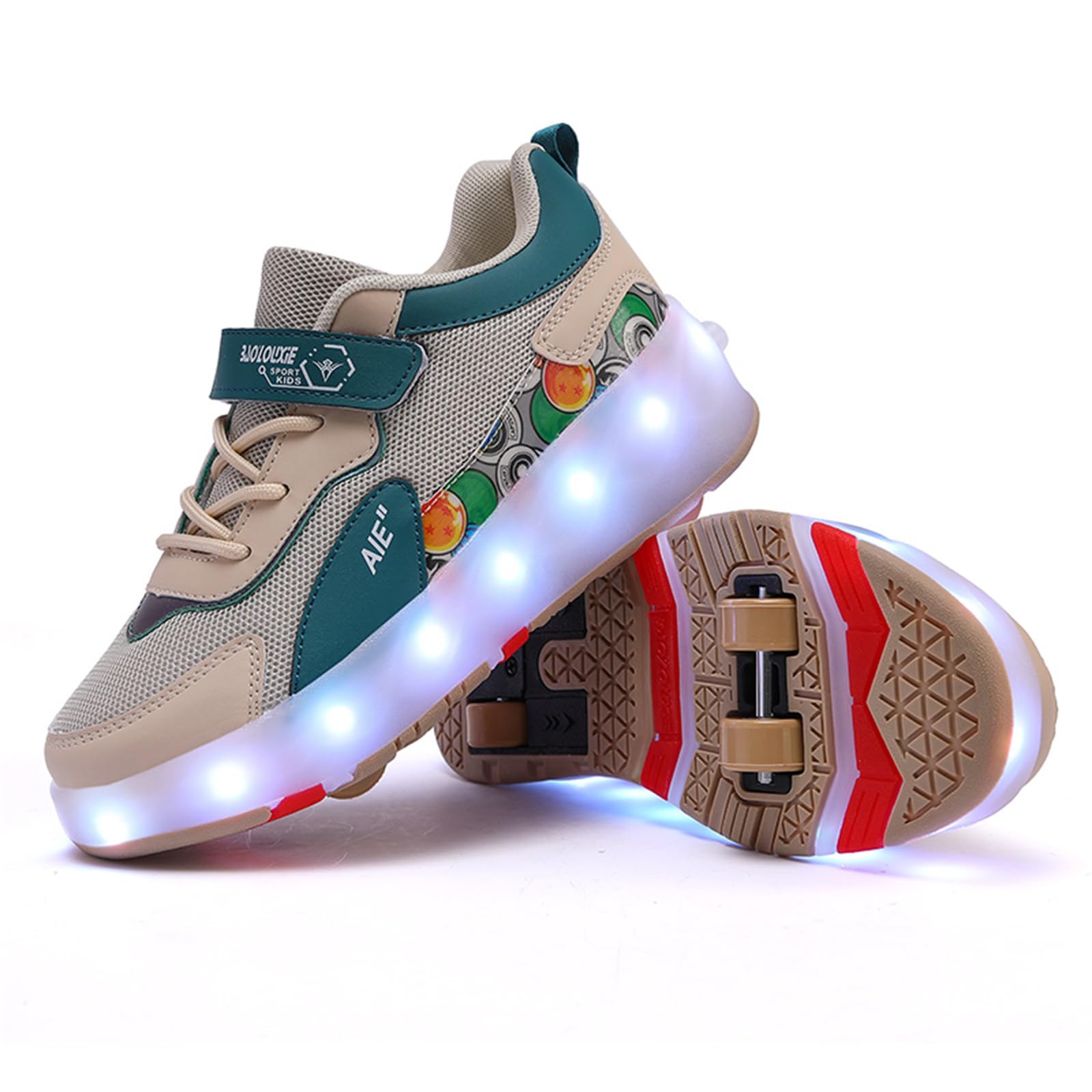 Mateju Chaussures à roulettes Fille Garçon, 2 en 1 Patins à roulettes Rétractable Enfant avec 4 roulettes Chaussures de Skateboard Réglables Adolescents pour Homme Femme 30-42 EU