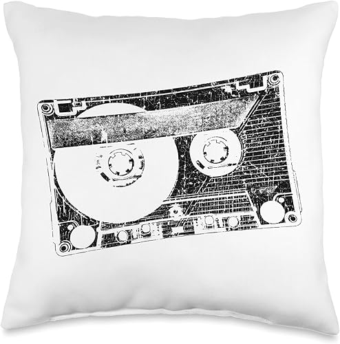 Audio Cassette Tape, 80s 90s Music Radio Simple Graphic Throw Pillow