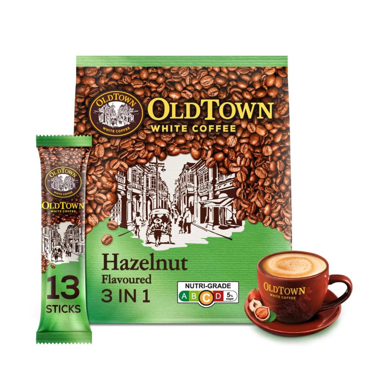 OldTown White Coffee Hazelnut 3-in-1 Instant Premix – 15 Sticks x 38g (570g Packet, Imported)-image-44