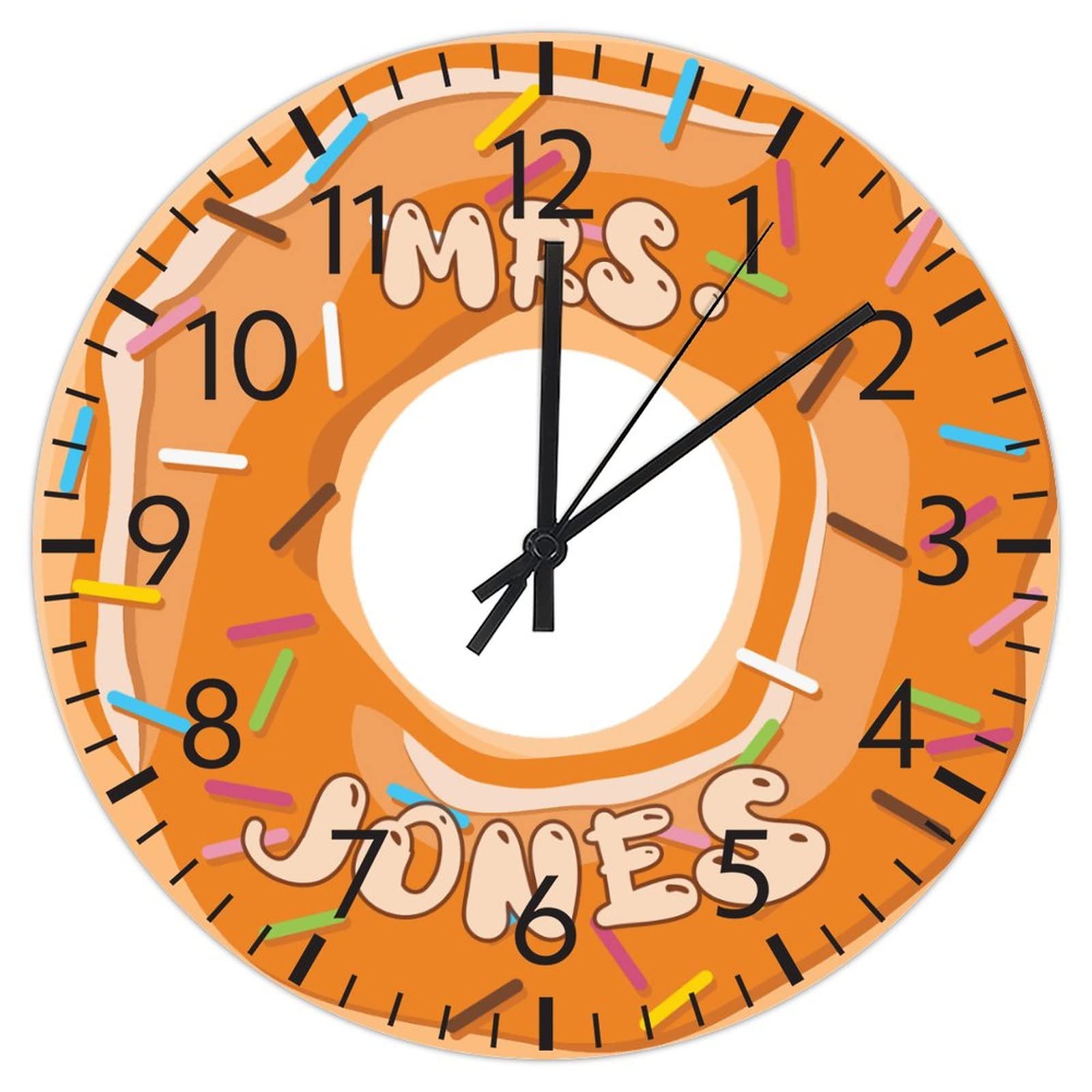 Horloge murale muette sans tic-tac en forme de donut pour chambre d'enfant