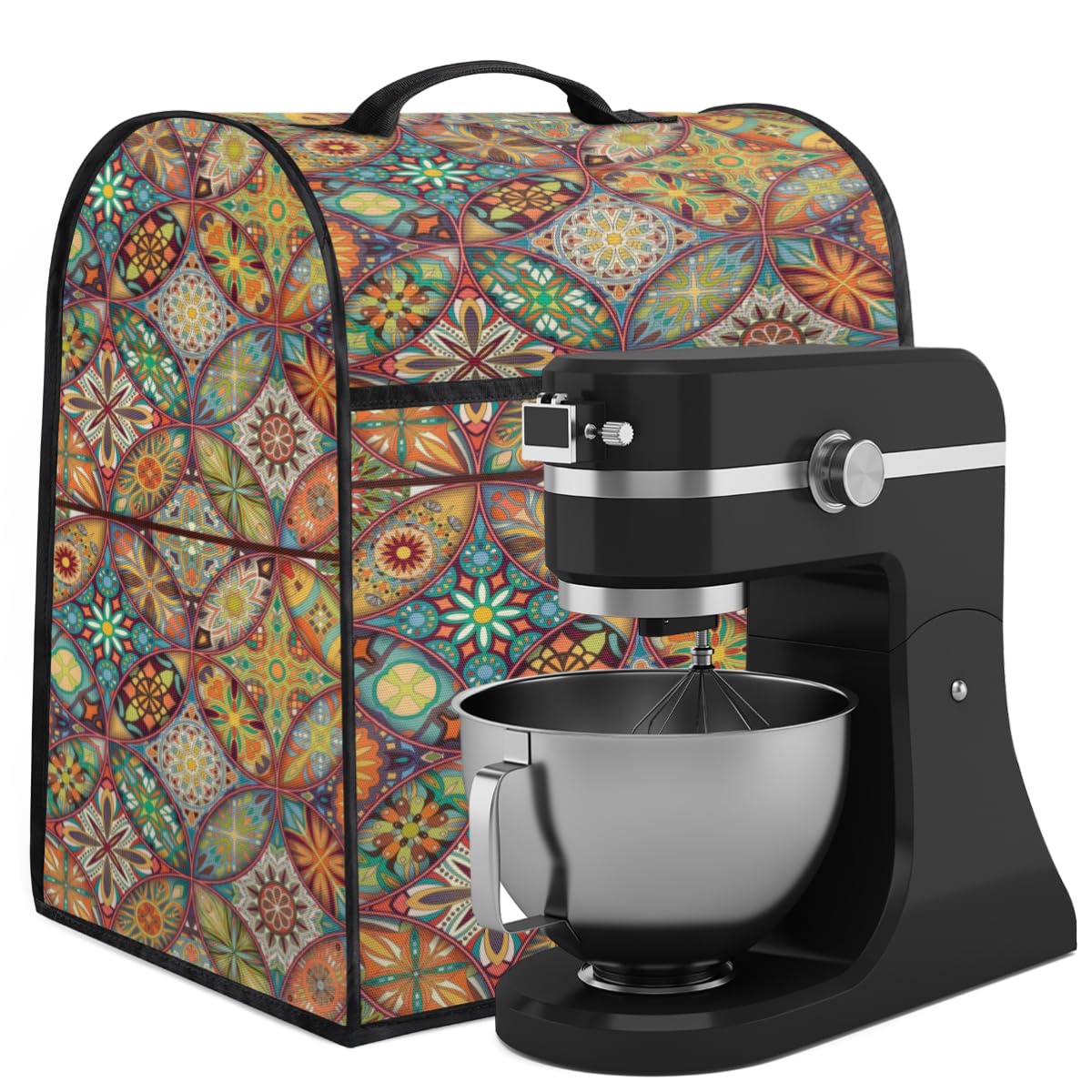 Mandala Stand Mixer Cover Decorative Kitchen Appliance Dustproof Covers with Accessories Pockets, Fits 6-8 Quart Stand Mixers