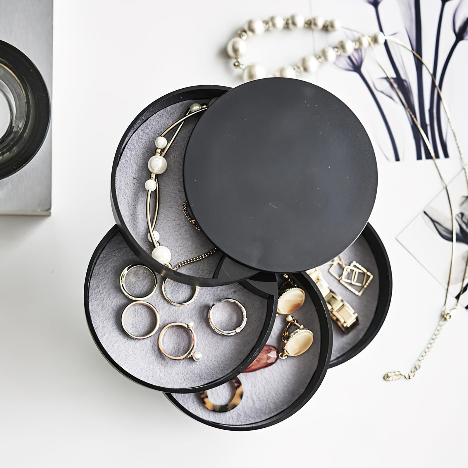 IUSOT Boîte à Bijoux Pour Filles, Boîte à Bijoux Rotative à 4