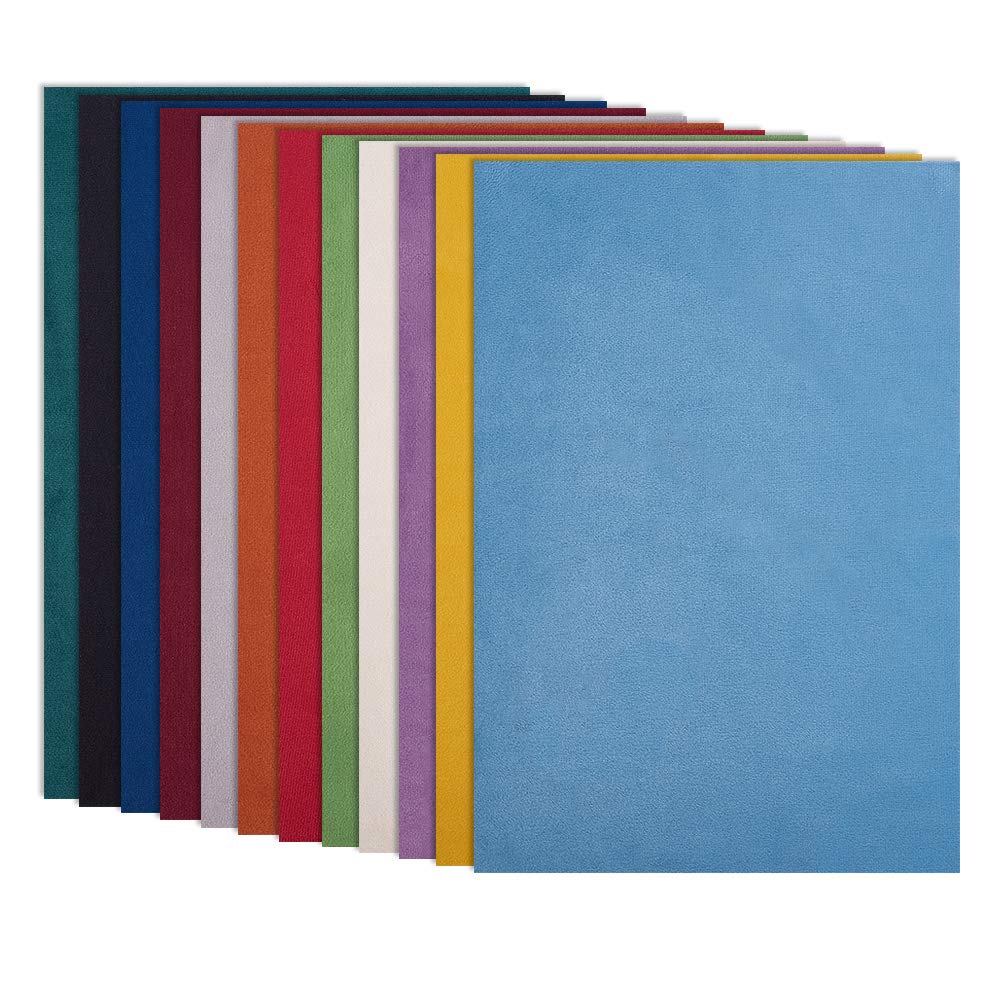 BENECREAT12 x Double Sided Soft Velvet Fabric (29 x 20 cm) Assorted Colours for Bags DIY Wallet Craft Glasses Fabric