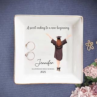 IZI POD Personalized Graduation Jewelry Dish, A Sweet Ending to a New Beginning, Graduation Senior Class of 2025, Gifts for Her, Women, Best Friends /1