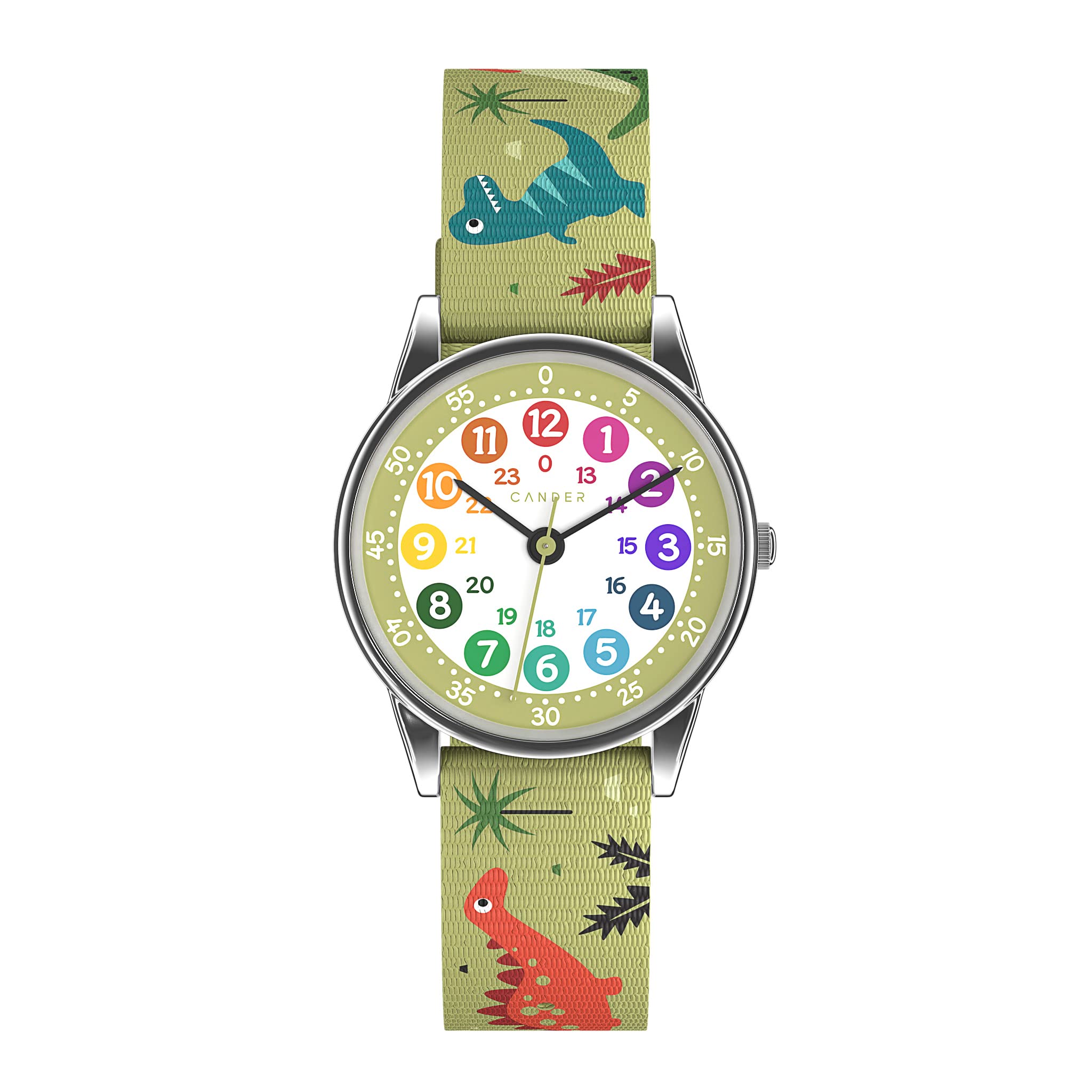 Cander Berlin MNA 1230 D Kinderarmbanduhr Kinderuhr Armbanduhr Junge Mädchen Dinosaurier Lernuhr wasserdicht