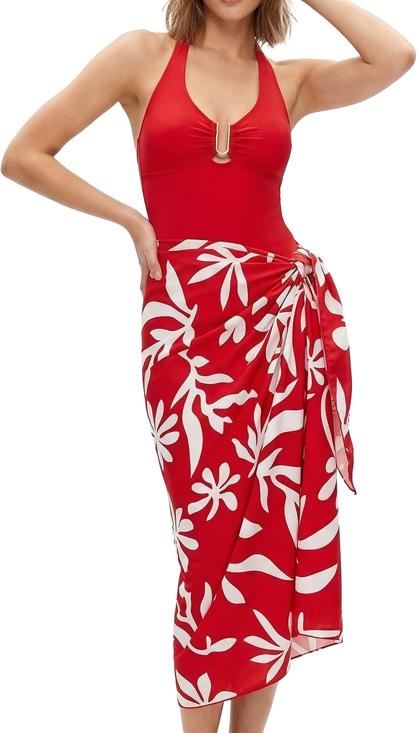 Tankini Swimsuits for Women 3 Piece Set High Waist Swim Shorts Wrap Skirt Cover Up Retro Tummy Control Swimsuit