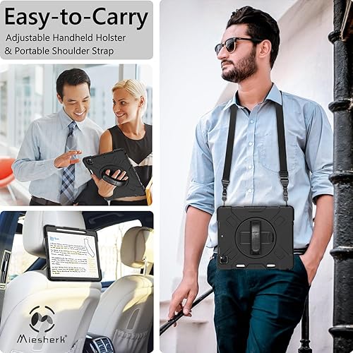 Miniatura 5 de Miesherk Funda para iPad Pro de 12.9 pulgadas 654 generación, grado militar, resistente, a prueba de golpes, iPad Pro 12.9, soporte giratorio,