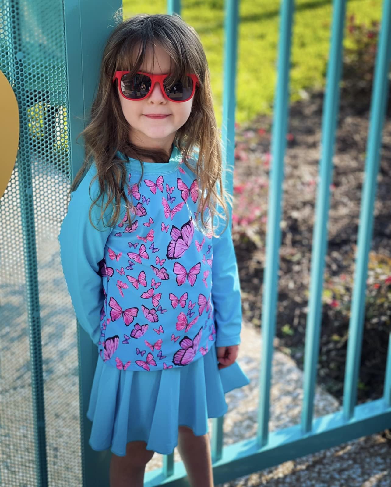Snapklik.com : 3-4 Years Girls Swimsuit Rash Guard Set Cute Butterflies ...