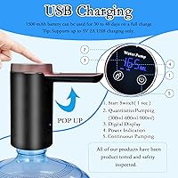 Vista 6 de Dispensador de agua eléctrico para 5 galones: bomba de botella de agua potable automática portátil - Bomba de jarra de agua inteligente con USB