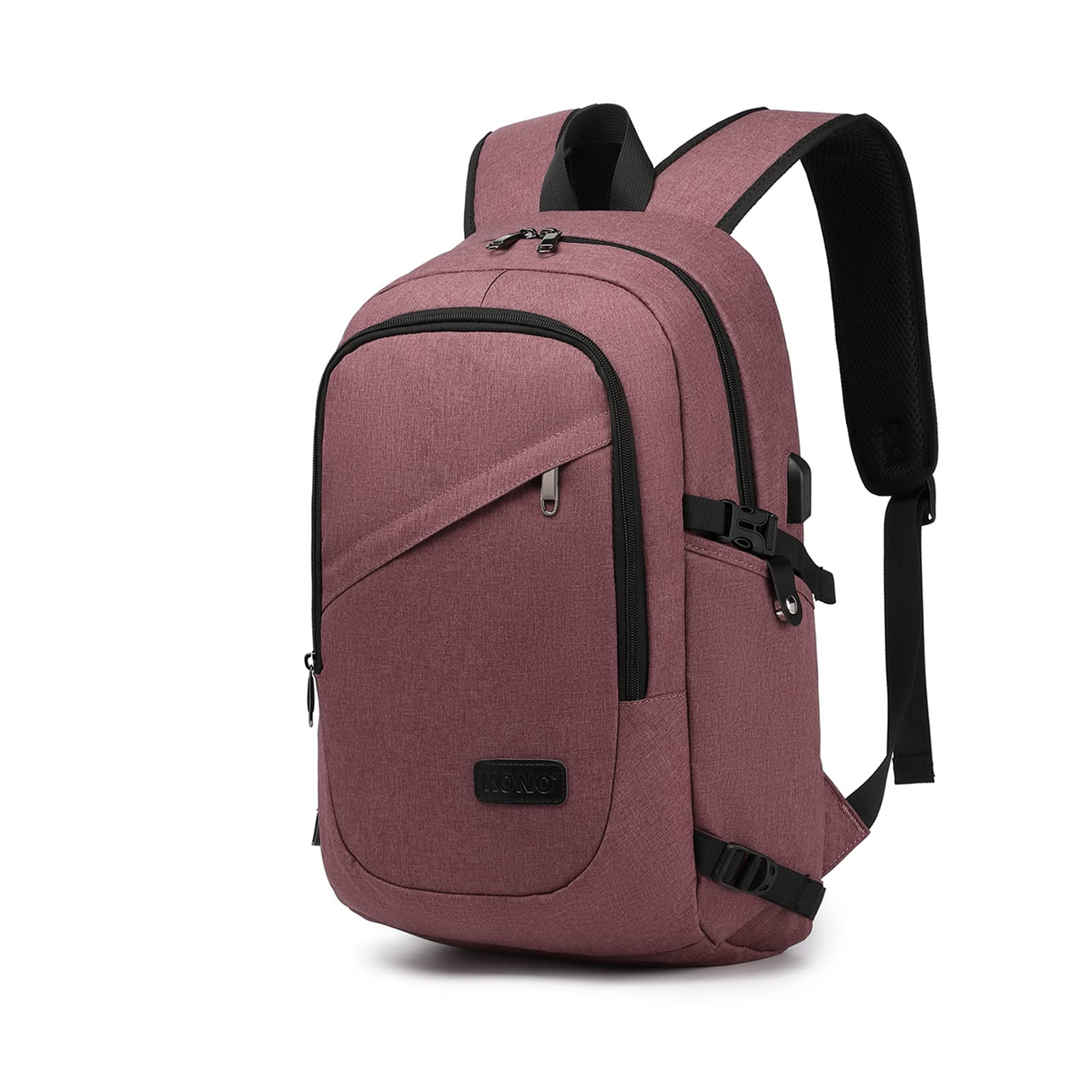 Kono Laptop Backpack Anti-Theft Travel Business Computer Rucksack Work Bag with USB Charging Port Lightweight Laptop Bag Water Resistant College School Backpack Bag for Men Women fits 15.6 Inch (Red)